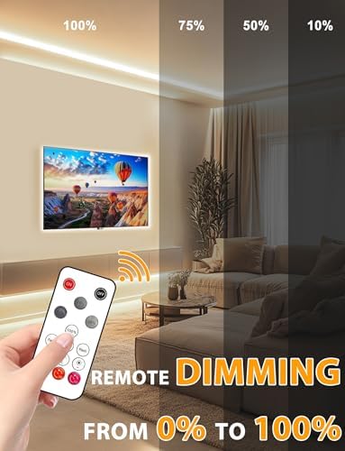 Lamomo COB LED Strip Lights 65.6Ft, 2 Roll Natural White Dimmable Self-Adhesive Led Rope Light with Remote, Flexible Cuttable Waterproof 4000K Silicone Neon Tape Lights for Bedroom, Indoor, Cabinet