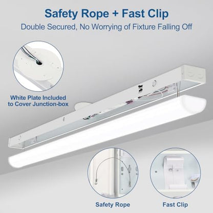 DAKASON 4FT LED Linear Ceiling Light Fixture 8 Pack, 40W/32W/24W, 3CCT