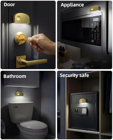 Keyhole Light,Battery Powered Motion Sensor Lights,2 Gold Door Lock Light Magnetic & Dimmable, 6 LED Bulbs PIR Wireless Motion Detector 6500K Soft White,Portable Nightlight for Hallway,Bathroom
