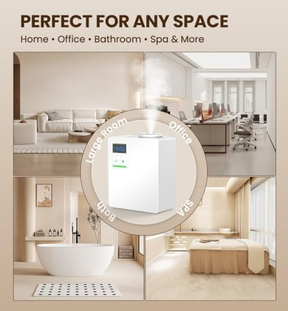Waterless Essential Oil Diffuser 5000 Sq.Ft for Whole House, 200ml Cold Air Scent Machine with Bluetooth App Control, Quiet No-Heat HVAC Fragrance Diffuser for Home Hotel Office, White