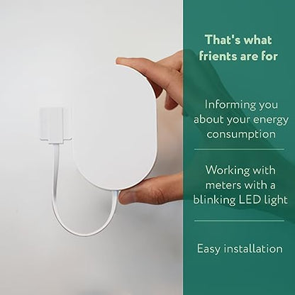 frient Electricity Meter Interface 2, LED | Wireless Meter Readings | Energy Consumption Monitoring | for Meters with LED Pulses | Zigbee | Works with Homey