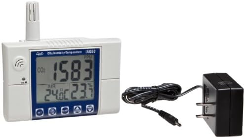 Supco IAQ50 CO2 Carbon Dioxide Meter Indoor Air Quality Monitor Temperature and Humidity With Dew Point, Wet Bulb - Desktop or Wall Mounting