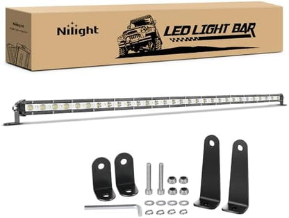 Nilight Single Row LED Light Bar Ultra-Slim Spot Flood Combo Light Bar 31 Inch 90W Fog Light Driving Light Work Light Roof Bumper Light for Offroad 4x4 Trucks Polaris SUV ATV UTV