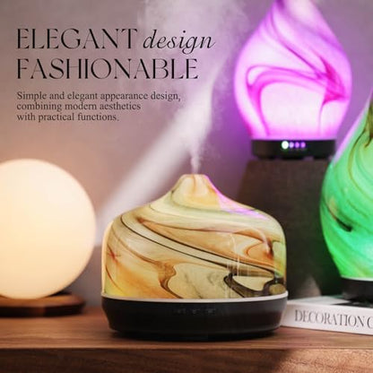 Porseme 500ml Glass Essential Oil Diffuser Aromatherapy Ultrasonic Cool Mist Humidifier 15-21 Running Hours Waterless Auto-Off Air Diffusers for Sleeping Yoga Working Spa(Jupiter)