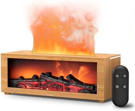 TMEHM Fireplace Flame Essential Oil Diffuser Humidifier, Aromatherapy