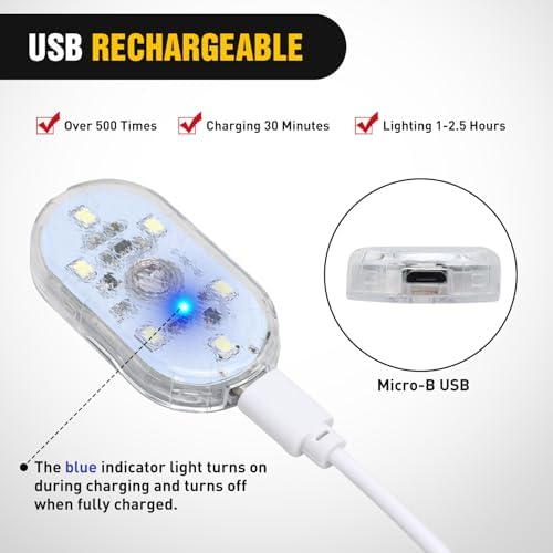 Nilight 2 PCS White Color Wireless Magnetic LED Interior Lights