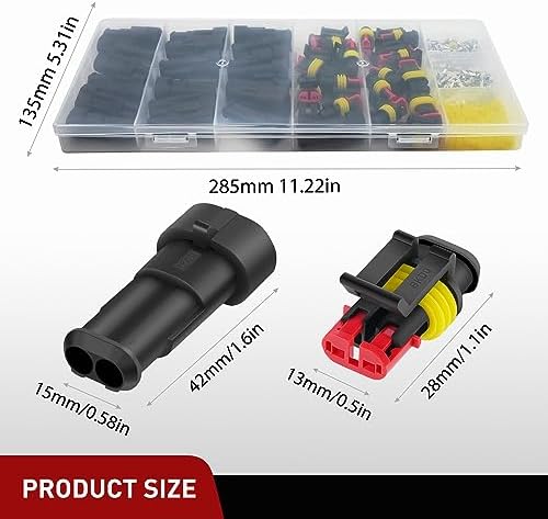 Nilight 200PCS 2 Pin Electrical Connector ‎Plug with Male Female Terminals