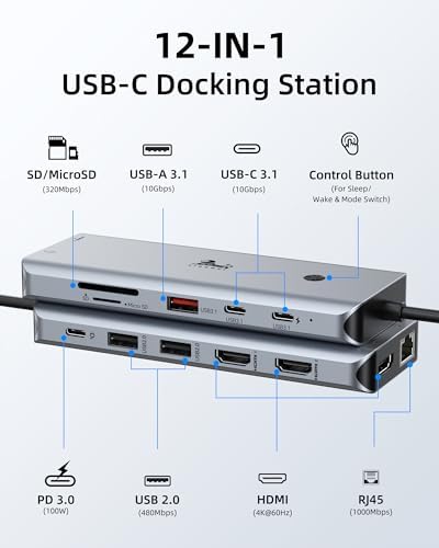 LIONWEI USB C Docking Station Multiport Adapter with Triple Monitor 3 HDMI