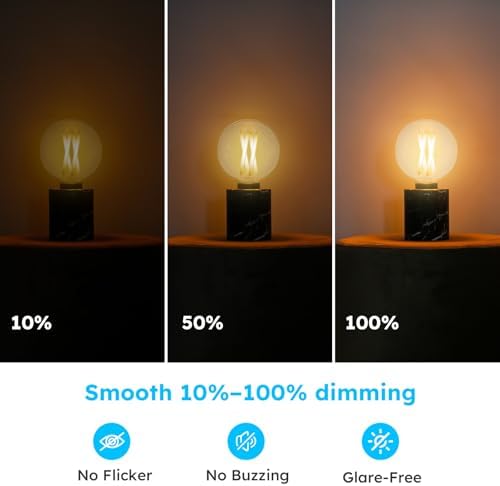 G16.5 E12 Globe LED Bulb, 2700K Warm White Dimmable, 60W Equivalent