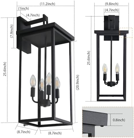 26 in Large Outdoor Wall Lantern Exterior Light Fixtures
