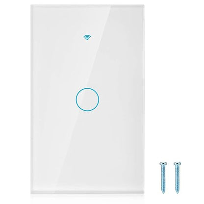 WiFi Touch Screen Smart Switch and Home Control | 1-Way AC Panel with Remote App Control (White)