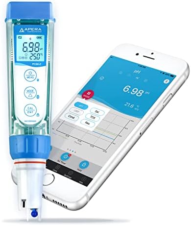 Apera Instruments PC60-Z Bluetooth Multi-Parameter pH/Conductivity/TDS/Salinity/Resistivity Smart Meter Tester Powered by ZenTest Mobile App with Cloud-Based Datalogger