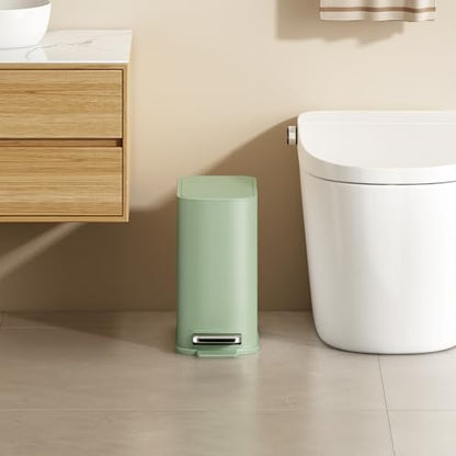 TIPGO Small Bathroom Trash Can with Lid Soft Close,1.3 Gallon, Green