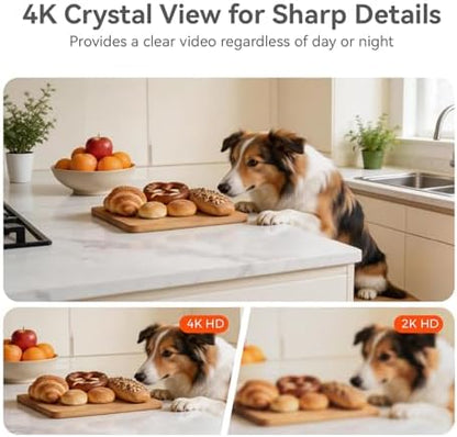 4K UHD Indoor Camera, 64G Built-in Storage No Subscription,Pet Camera Indoor with Phone App,Work as Baby Monitor/Cat/Dog Camera,360°Pan&Tilt,Two-Way Talk,Privacy Mode,AI Tracking/Detection