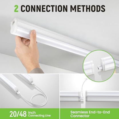 Pak 4FT LED Shop Lights, 2300LM 6500K Cool White, 20W Energy-Saving Super Bright Linkable T5 Ceiling and Under Cabinet Lighting Fixture for Garage, Workshop, Basement, Warehouse, FCC Certified, 6 Pack