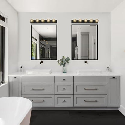 Design House Vanity Lights, 5 Linear Lights, Dimmable, Horizontal or Vertical Use, Uses (5) 60W Bulbs, for Bathroom/Makeup Vanity, Matte Black, 30.0 in. W x 2.0 in. H x 4.3 in. D, 588582-BLK
