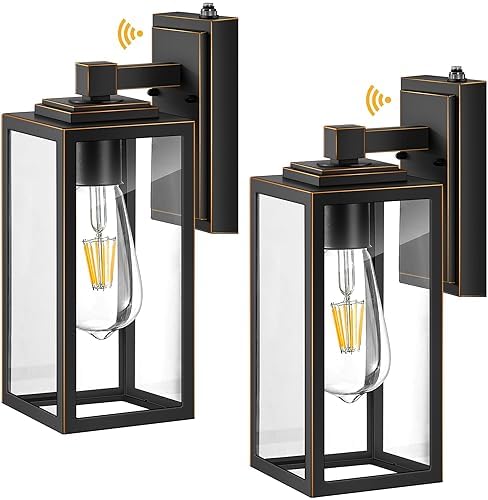 VIANIS Black Gold Dusk to Dawn Porch Light Wall Mount, Anti-Rust, UL Listed