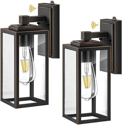 VIANIS Black Gold Dusk to Dawn Porch Light Wall Mount, Anti-Rust, UL Listed
