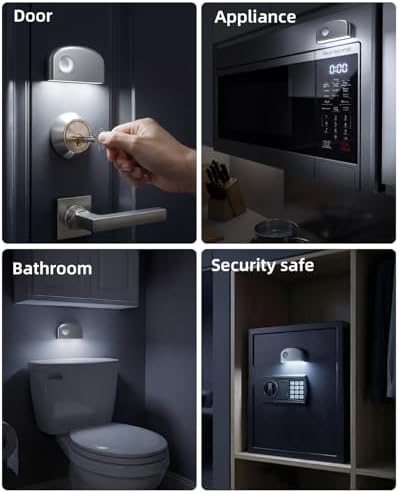 Keyhole Light,Battery Powered Motion Sensor Lights,Door Lock Light Magnetic & Dimmable, PIR Wireless Motion Detector 6500K Soft White,Portable Nightlight for Hallway,Appliance,Bathroom (2, Silver)
