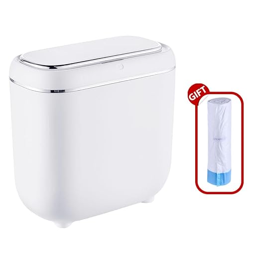 Motion Sensor Trash Can, Automatic Touchless Trash bin, 2.6 Gallon for Bathroom, Bedroom & Office - Waterproof, Quiet Close, White