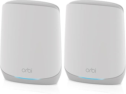 NETGEAR Orbi Whole Home Tri-Band Mesh WiFi 6 Add-on Satellite (RBS760) – Works with Your Orbi WiFi 6 System – Security Features - Adds Coverage up to 2,500 sq. ft. - AX5400 up to 5.4 Gbps (Pack of 2)