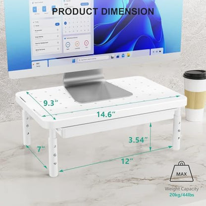 WALI Computer Monitor Stand with Storage, Monitor Riser 3 Height Adjustable