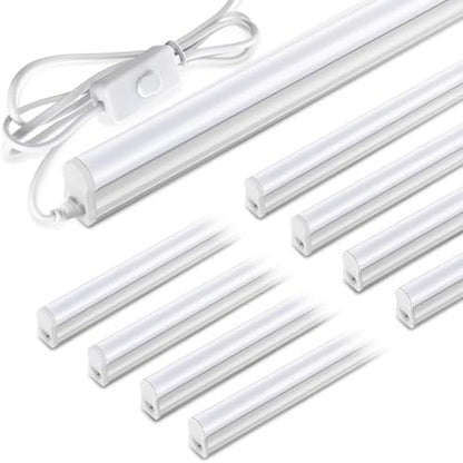 Pak 4FT LED Shop Lights, 2300LM 6500K Cool White, 20W Energy Efficient Linkable Ceiling and Under Cabinet Lighting, T5 Integrated Utility Fixture for Garage, Workshop, Basement, FCC Certified, 8 Pack