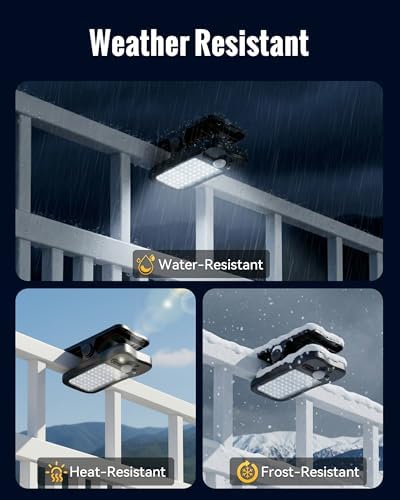Clip On Solar Lights Outdoor, 60 LEDs Solar Motion Sensor Clamp On Light