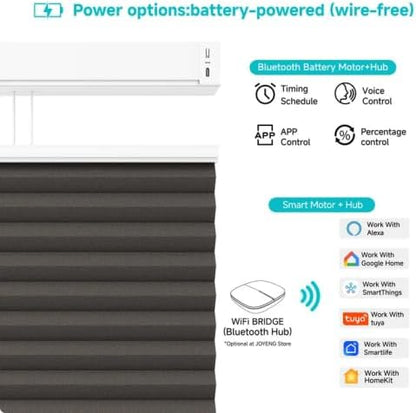 Motorized Top Down Bottom Up Blackout Cellular Shades with Remote, Custom Cordless Smart Honeycomb Blinds, Automatic Electric Window Blinds Work with Alexa Google for Home Office, Dark Coffee