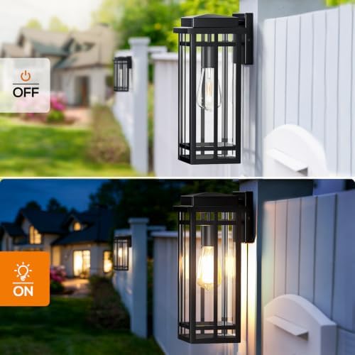 13.8'' Outdoor Wall Light Fixtures 2 Packs, Black Porch Lights