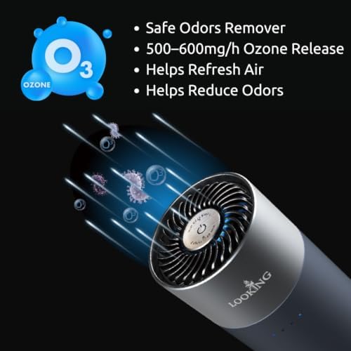 LKT Ozone Generator for Car Odor Removal, Portable O3 Machine for Smoke & Pet Smell, Odor Eliminator for Car Interior, Auto Detailing, Room & Small Space Use, Timer Control