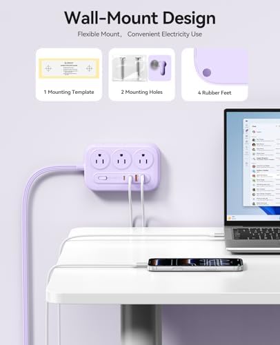 ORICO Surge Protector Power Strip, PD20W Multiple Outlets Extension Cord
