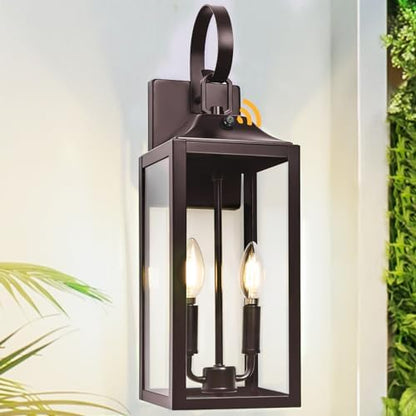 19" Oil Rubbed Bronze Dusk to Dawn Outdoor Wall Light, Modern Porch Lights