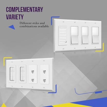 ENERLITES 4-Gang White Decorator Light Switch Outlet Wall Plate Cover