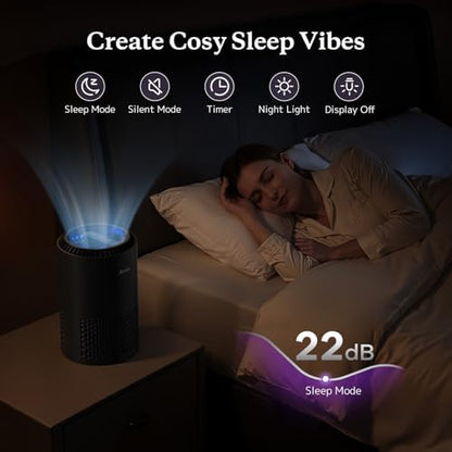 AROEVE Air Purifiers for Bedroom with Sleep Mode Speed Control-MK01A(Black), Medium (Pack of 9)