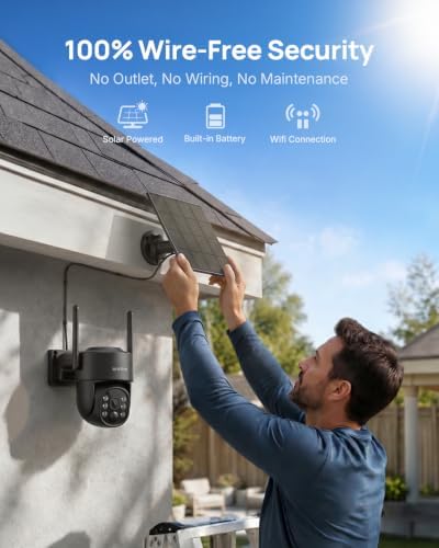 ANNKE 4MP Solar Security Cameras Wireless Outdoor, 2 Pack, Pan Tilt, Black