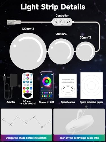 KANTUTOE Smart LED Wall Lights, 9-Piece RGB LED Light with App & Remote Control, TV Backlights, Music Sync, Color-Changing, Ambient Lighting for Gaming, Bedroom, Living Room and Home Decor