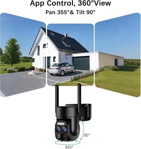 4K Dual Lens Security Camera Wireless Outdoor, 2Pack Solar Security Camera