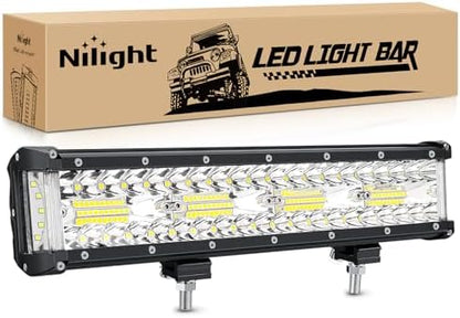 Nilight 12 Inch Side Shooter Light Bar Spot Flood Combo Triple Row