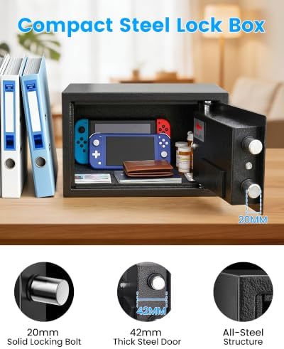 [UPGRADED] Small Safes for Home, 0.30 Cuft Mini Safe Box