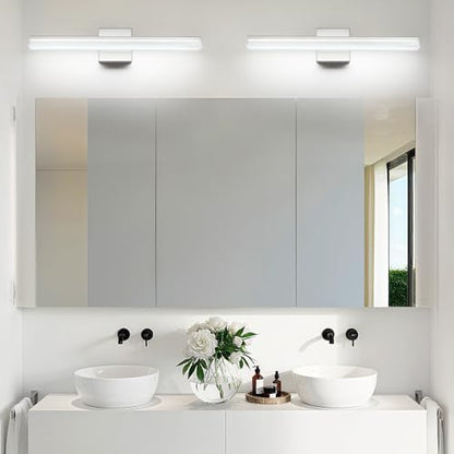 SineRise 24-Inch LED Modern Bathroom Vanity Light Bar, Chrome Modern Acrylic Bathroom Wall Lighting Fixtures Over Mirror (Cool White 6000K)