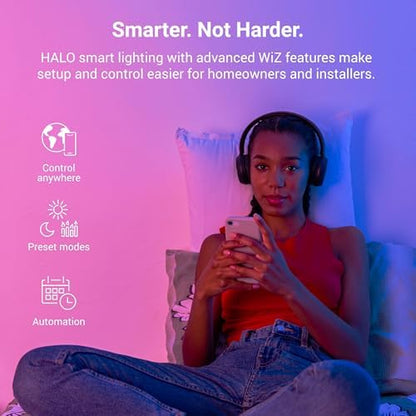 HALO Pure Smart Battery-Powered Multi-Functional Wireless Light Switch - Wi-Fi Room Controller with Dimming and Scene Presets for WiZ Connected Smart Lighting - CWR-TW-Scene-WH
