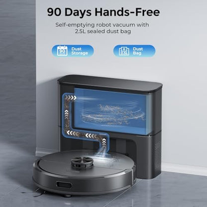 Kilgone Robot Vacuum & Mop, 90-Day Hands-Free, 6000Pa, Self-Empty, LiDAR