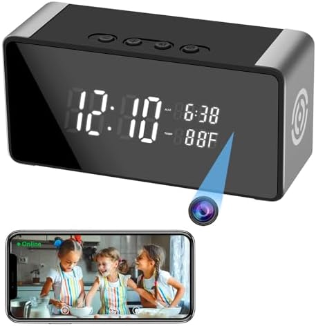Hidden Camera Clock 4K WiFi Camera for Indoor Security, Home, Office, Store