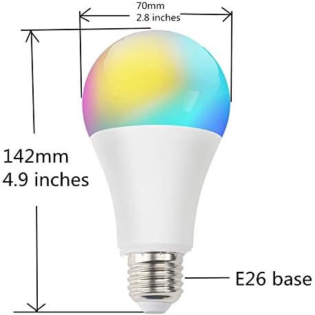 A19 E26 Multicolor 10W LED Light Bulbs, Smart WiFi Light Bulb Compatible with Alexa and Google Home Assistant, LED RGB Color Changing and 4000K 100W Equivalent, No Hub Required, Pack of 2