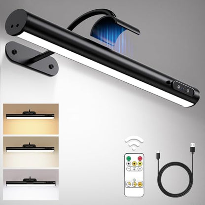 Hapfish Picture Lights for Wall Battery Operated,Wireless Art Light - Black