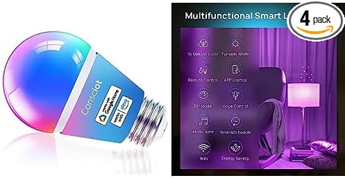 Consciot Smart Light Bulbs 1 Pack & Smart Light Bulbs 4 Pack