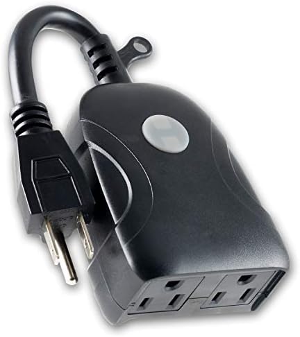 UltraPro Outdoor Smart Plug, 2 Grounded Outlets, Black, 1 Pack