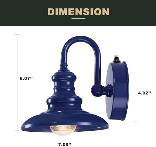 LONEDRUID Dusk to Dawn Sensor Outdoor Gooseneck Barn Light Fixtures Blue