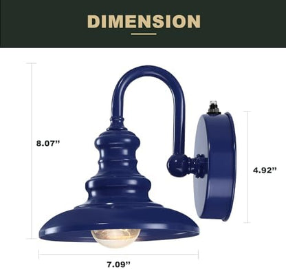 LONEDRUID Dusk to Dawn Sensor Outdoor Gooseneck Barn Light Fixtures Blue